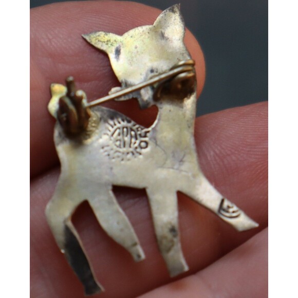 Mexican Silver Baby Deer Abalone Inlay GPA Brooch - Picture 3 of 3